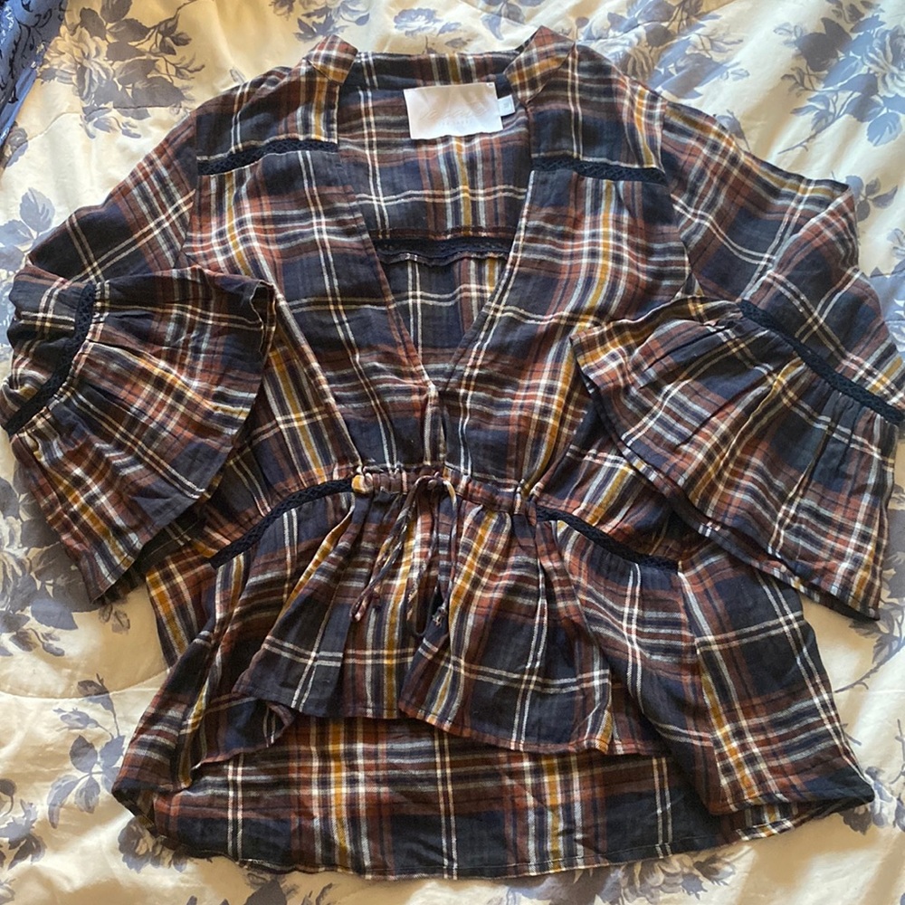 Free People Plaid Blouse